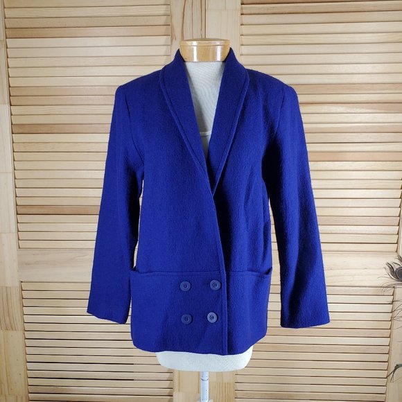 Vintage 60s blue wool jacket blazer Size 11/12 - Picture 1 of 5